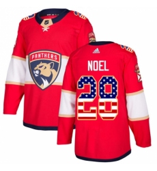 Men's Adidas Florida Panthers #28 Serron Noel Authentic Red USA Flag Fashion NHL Jersey