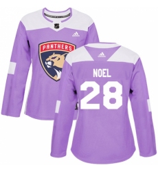 Women's Adidas Florida Panthers #28 Serron Noel Authentic Purple Fights Cancer Practice NHL Jersey