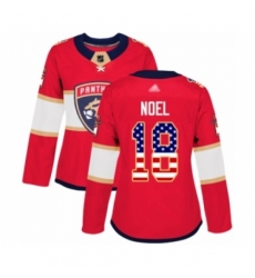 Women's Florida Panthers #18 Serron Noel Authentic Red USA Flag Fashion Hockey Jersey