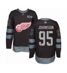 Men's Detroit Red Wings #95 Albert Johansson Authentic Black 1917-2017 100th Anniversary Hockey Jersey