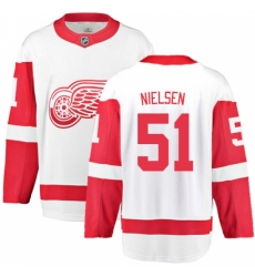 Men's Detroit Red Wings #51 Frans Nielsen Fanatics Branded White Away Breakaway NHL Jersey