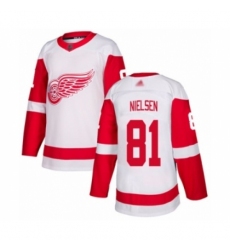 Men's Detroit Red Wings #81 Frans Nielsen Authentic White Away Hockey Jersey