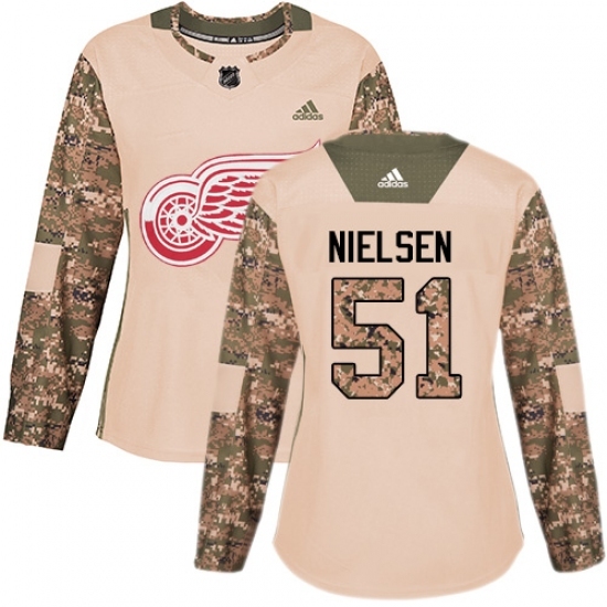 Women's Adidas Detroit Red Wings #51 Frans Nielsen Authentic Camo Veterans Day Practice NHL Jersey Women's Adidas Detroit Red Wings #51 Frans Nielsen Authentic Camo Veterans Day Practice NHL Jersey