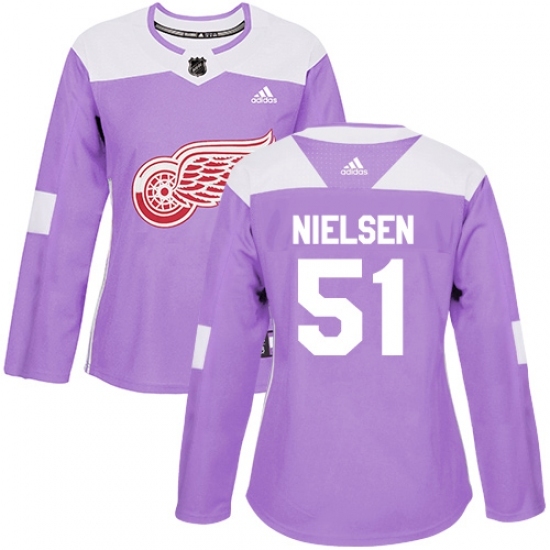 Women's Adidas Detroit Red Wings #51 Frans Nielsen Authentic Purple Fights Cancer Practice NHL Jersey Women's Adidas Detroit Red Wings #51 Frans Nielsen Authentic Purple Fights Cancer Practice NHL Jersey