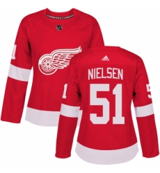 Women's Adidas Detroit Red Wings #51 Frans Nielsen Premier Red Home NHL Jersey