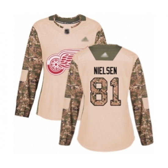 Women's Detroit Red Wings #81 Frans Nielsen Authentic Camo Veterans Day Practice Hockey Jersey Women's Detroit Red Wings #81 Frans Nielsen Authentic Camo Veterans Day Practice Hockey Jersey
