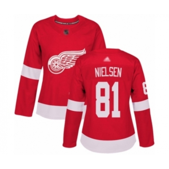Women's Detroit Red Wings #81 Frans Nielsen Authentic Red Home Hockey Jersey Women's Detroit Red Wings #81 Frans Nielsen Authentic Red Home Hockey Jersey