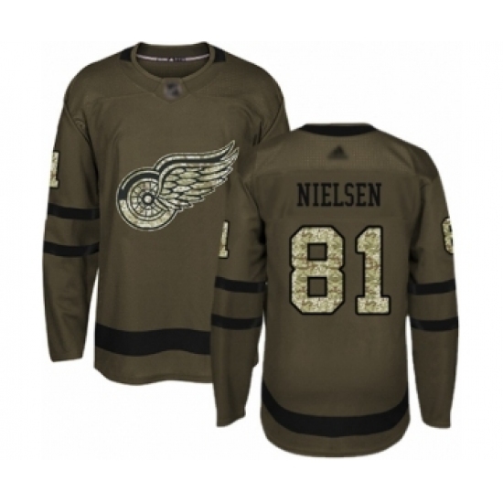 Youth Detroit Red Wings #81 Frans Nielsen Authentic Green Salute to Service Hockey Jersey Youth Detroit Red Wings #81 Frans Nielsen Authentic Green Salute to Service Hockey Jersey