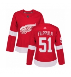 Women's Detroit Red Wings #51 Valtteri Filppula Authentic Red Home Hockey Jersey