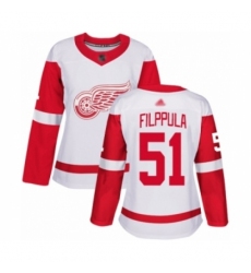 Women's Detroit Red Wings #51 Valtteri Filppula Authentic White Away Hockey Jersey