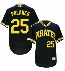 Men's Majestic Pittsburgh Pirates #25 Gregory Polanco Black Flexbase Authentic Collection Cooperstown MLB Jersey
