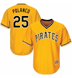 Men's Majestic Pittsburgh Pirates #25 Gregory Polanco Replica Gold Alternate Cool Base MLB Jersey