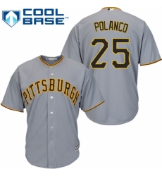 Men's Majestic Pittsburgh Pirates #25 Gregory Polanco Replica Grey Road Cool Base MLB Jersey