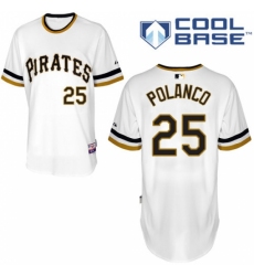 Men's Majestic Pittsburgh Pirates #25 Gregory Polanco Replica White Alternate 2 Cool Base MLB Jersey