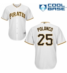 Men's Majestic Pittsburgh Pirates #25 Gregory Polanco Replica White Home Cool Base MLB Jersey