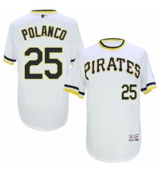 Men's Majestic Pittsburgh Pirates #25 Gregory Polanco White Flexbase Authentic Collection Cooperstown MLB Jersey