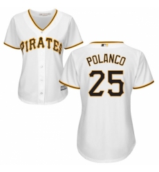 Women's Majestic Pittsburgh Pirates #25 Gregory Polanco Replica White Home Cool Base MLB Jersey