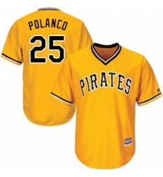 Youth Majestic Pittsburgh Pirates #25 Gregory Polanco Authentic Gold Alternate Cool Base MLB Jersey