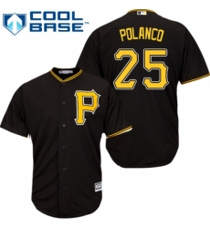 Youth Majestic Pittsburgh Pirates #25 Gregory Polanco Replica Black Alternate Cool Base MLB Jersey