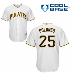 Youth Majestic Pittsburgh Pirates #25 Gregory Polanco Replica White Home Cool Base MLB Jersey