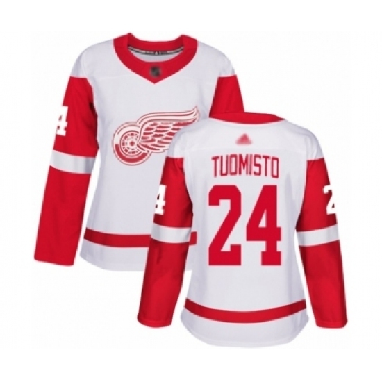 Women's Detroit Red Wings #24 Antti Tuomisto Authentic White Away Hockey Jersey Women's Detroit Red Wings #24 Antti Tuomisto Authentic White Away Hockey Jersey