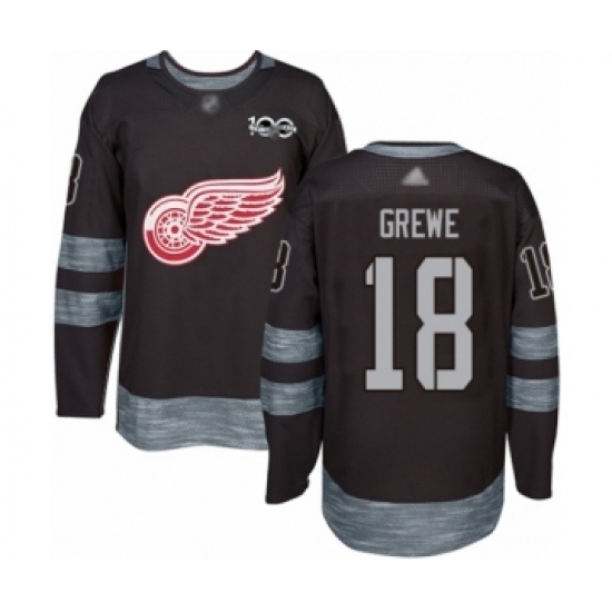 Men's Detroit Red Wings #18 Albin Grewe Authentic Black 1917-2017 100th Anniversary Hockey Jersey Men's Detroit Red Wings #18 Albin Grewe Authentic Black 1917-2017 100th Anniversary Hockey Jersey