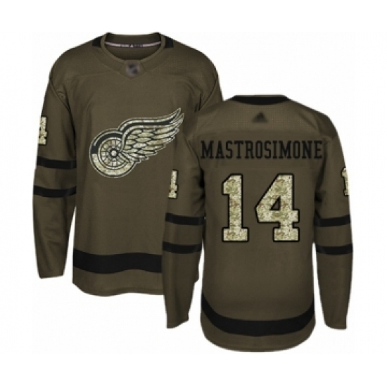 Men's Detroit Red Wings #14 Robert Mastrosimone Authentic Green Salute to Service Hockey Jersey Men's Detroit Red Wings #14 Robert Mastrosimone Authentic Green Salute to Service Hockey Jersey