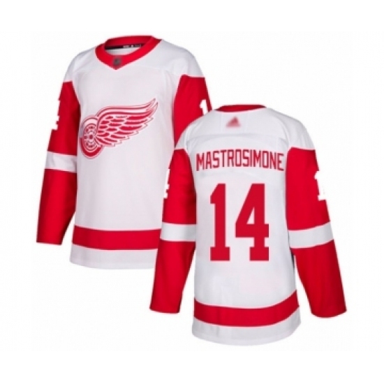 Men's Detroit Red Wings #14 Robert Mastrosimone Authentic White Away Hockey Jersey Men's Detroit Red Wings #14 Robert Mastrosimone Authentic White Away Hockey Jersey