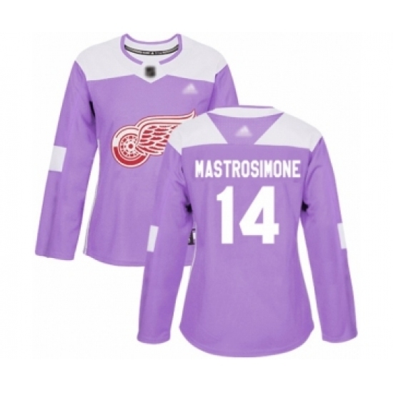 Women's Detroit Red Wings #14 Robert Mastrosimone Authentic Purple Fights Cancer Practice Hockey Jersey Women's Detroit Red Wings #14 Robert Mastrosimone Authentic Purple Fights Cancer Practice Hockey Jersey