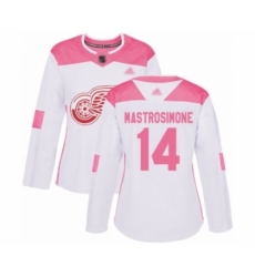 Women's Detroit Red Wings #14 Robert Mastrosimone Authentic White Pink Fashion Hockey Jersey Women's Detroit Red Wings #14 Robert Mastrosimone Authentic White Pink Fashion Hockey Jersey