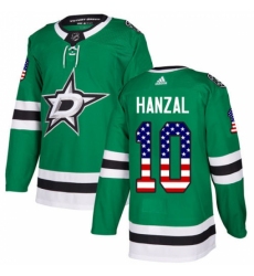 Men's Adidas Dallas Stars #10 Martin Hanzal Authentic Green USA Flag Fashion NHL Jersey
