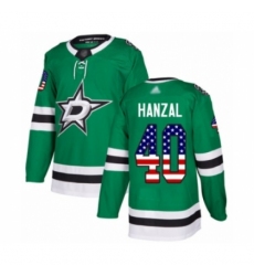 Men's Dallas Stars #40 Martin Hanzal Authentic Green USA Flag Fashion Hockey Jersey