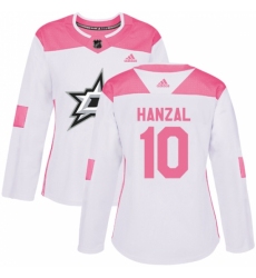 Women's Adidas Dallas Stars #10 Martin Hanzal Authentic White/Pink Fashion NHL Jersey