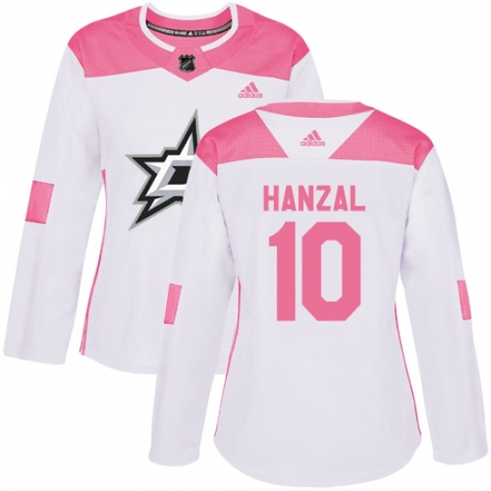 Women's Adidas Dallas Stars #10 Martin Hanzal Authentic White/Pink Fashion NHL Jersey Women's Adidas Dallas Stars #10 Martin Hanzal Authentic White/Pink Fashion NHL Jersey
