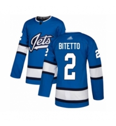 Men's Winnipeg Jets #2 Anthony Bitetto Authentic Blue Alternate Hockey Jersey