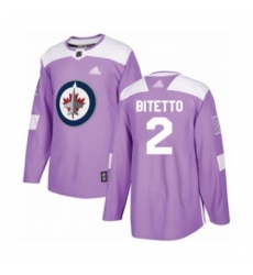 Men's Winnipeg Jets #2 Anthony Bitetto Authentic Purple Fights Cancer Practice Hockey Jersey