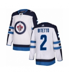 Men's Winnipeg Jets #2 Anthony Bitetto Authentic White Away Hockey Jersey