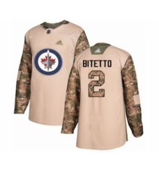 Youth Winnipeg Jets #2 Anthony Bitetto Authentic Camo Veterans Day Practice Hockey Jersey