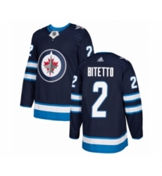 Youth Winnipeg Jets #2 Anthony Bitetto Authentic Navy Blue Home Hockey Jersey