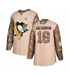 Men's Pittsburgh Penguins #18 Alex Galchenyuk Authentic Camo Veterans Day Practice Hockey Jersey