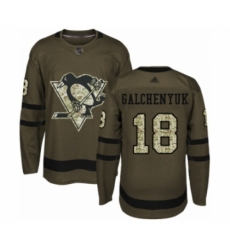 Men's Pittsburgh Penguins #18 Alex Galchenyuk Authentic Green Salute to Service Hockey Jersey