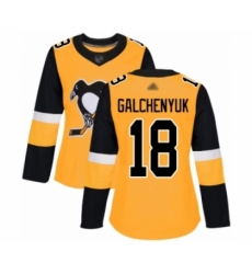 Women's Pittsburgh Penguins #18 Alex Galchenyuk Authentic Gold Alternate Hockey Jersey
