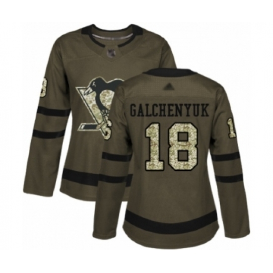 Women's Pittsburgh Penguins #18 Alex Galchenyuk Authentic Green Salute to Service Hockey Jersey Women's Pittsburgh Penguins #18 Alex Galchenyuk Authentic Green Salute to Service Hockey Jersey