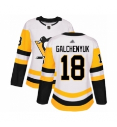 Women's Pittsburgh Penguins #18 Alex Galchenyuk Authentic White Away Hockey Jersey
