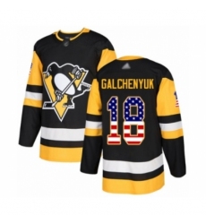 Youth Pittsburgh Penguins #18 Alex Galchenyuk Authentic Black USA Flag Fashion Hockey Jersey