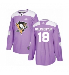 Youth Pittsburgh Penguins #18 Alex Galchenyuk Authentic Purple Fights Cancer Practice Hockey Jersey