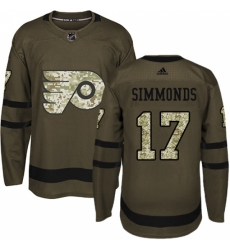Men's Adidas Philadelphia Flyers #17 Wayne Simmonds Authentic Green Salute to Service NHL Jersey