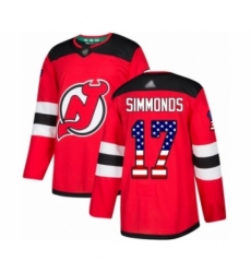 Men's New Jersey Devils #17 Wayne Simmonds Authentic Red USA Flag Fashion Hockey Jersey