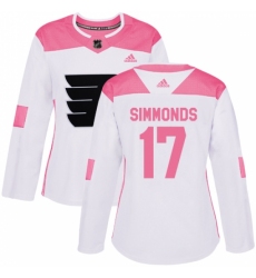 Women's Adidas Philadelphia Flyers #17 Wayne Simmonds Authentic White/Pink Fashion NHL Jersey