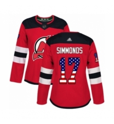 Women's New Jersey Devils #17 Wayne Simmonds Authentic Red USA Flag Fashion Hockey Jersey